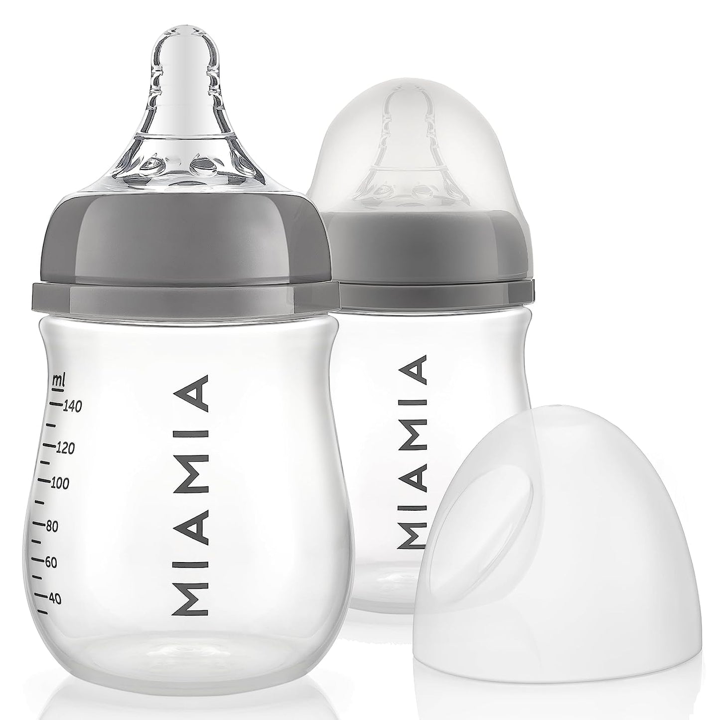 MiaMia 13-tlg. Babyflaschen Set – 6 Flaschen mit Silikon-Trinksaugern | Inkl. Milchpulverportionierer, Bürste & Abtropfständer | BPA-frei, Anti-Kolik & spülmaschinenfest | 2x 140 ml & 4x 260 ml - Meloni2