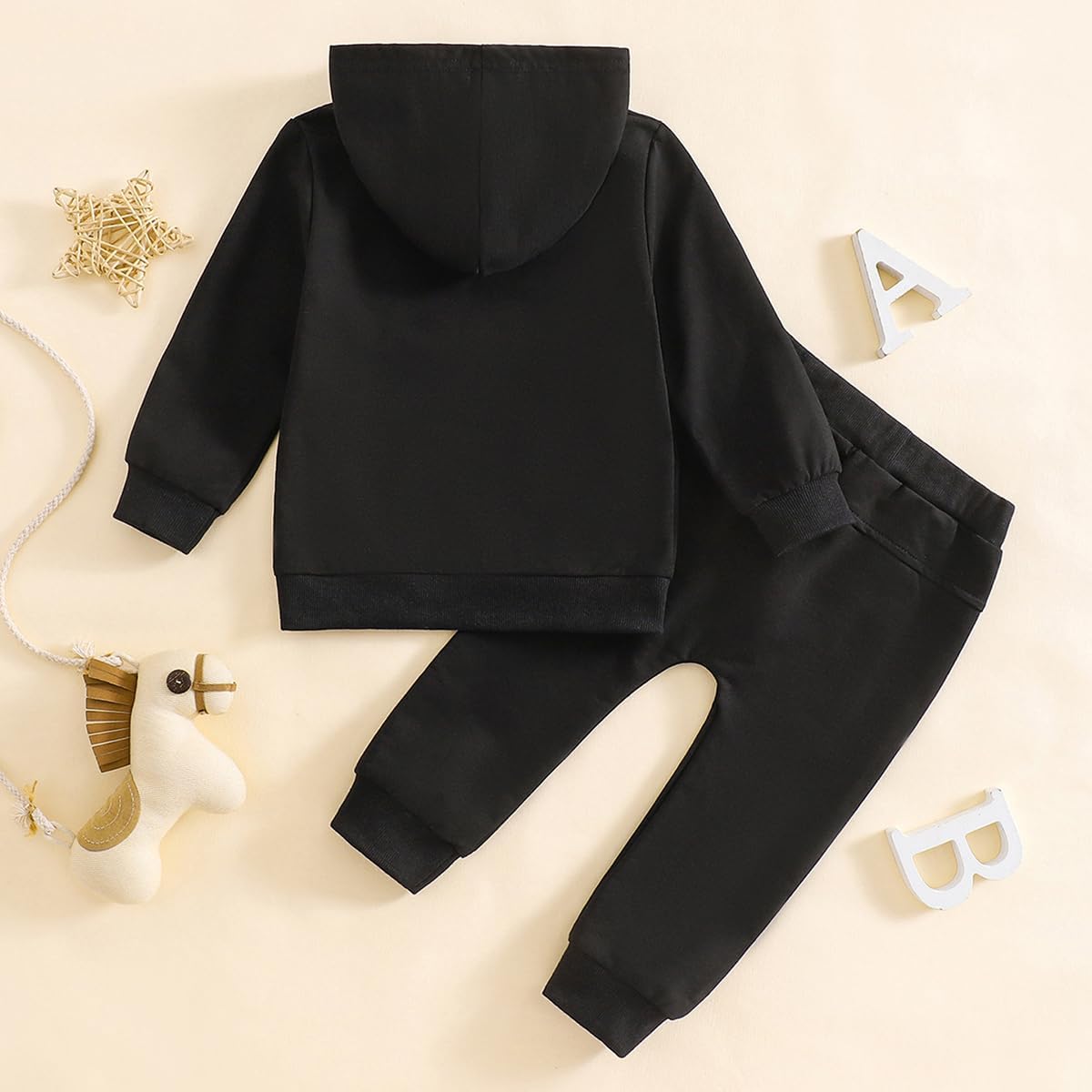 LUVCES Kleinkind Baby Jungen Outfits Langarm Daddy’s Mini Kapuzenpullover Sweatshirts + Hosen 2-teiliges Herbst Winter Frühling Kleidungsset