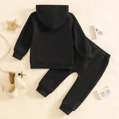 LUVCES Kleinkind Baby Jungen Outfits Langarm Daddy’s Mini Kapuzenpullover Sweatshirts + Hosen 2-teiliges Herbst Winter Frühling Kleidungsset