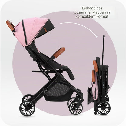 MoMi ESTELLE Reise Buggy Klein Zusammenklappbar - Kinderwagen Klappbar für Kinder bis 15kg ab 6 Monaten - Reisebuggy mit Liegefunktion - Kinderbuggy Leicht 7,5kg - 5-Punkt-Sicherheitsgurt