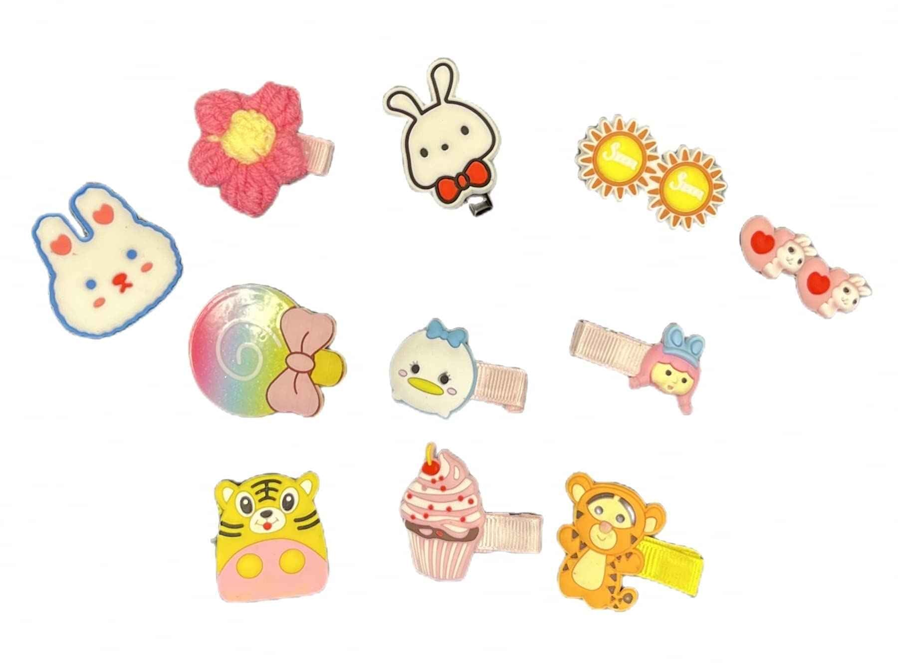 56 Pieces Cute Hair Clips Fashion Hair Accessories for Girls Flowers Fruits Colorful Rainbow Candy Dessert Cute Animal Hair Clips Set Non-Slip Metal Snaps