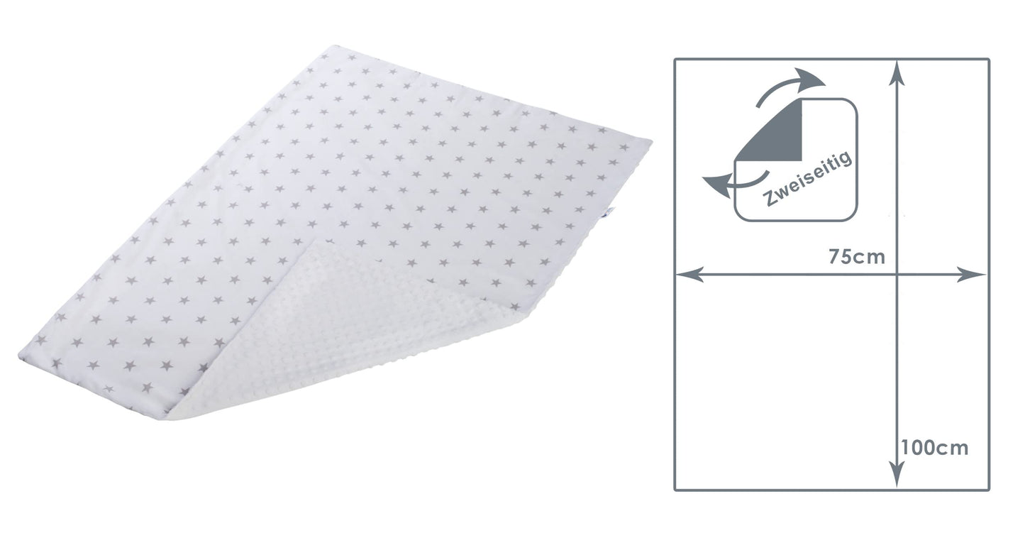 Medi Partners Babydecken Baby 100% Baumwolle Krabbeldecke Babydecke 75x100cm doppelseitig Kinderbett Minky Kuscheldecke Kinderwagen (REH mit grauem Minky)