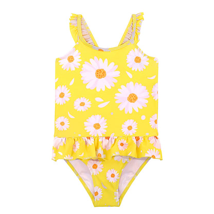TIZAX Badeanzug für Mädchen Einteiliger Schwimmanzug Kleinkind Niedliche Rüschen Bademode Schnell trocknende Sommerferien Bikini für Kinder 2~7 Jahre