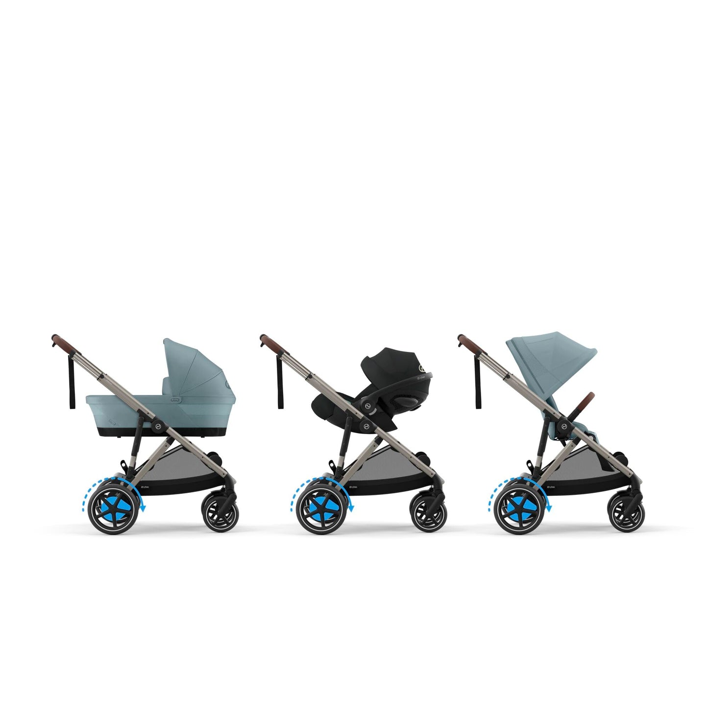 CYBEX Gold Kinderwagen e-GAZELLE S, Ab Geburt bis ca. 4 Jahre, Max. 22 kg (Single-Modus) / 2x 22 kg (Duo-Modus), All-in-1-System mit E-Antrieb und 20+ Konfigurationen, Stone Grey