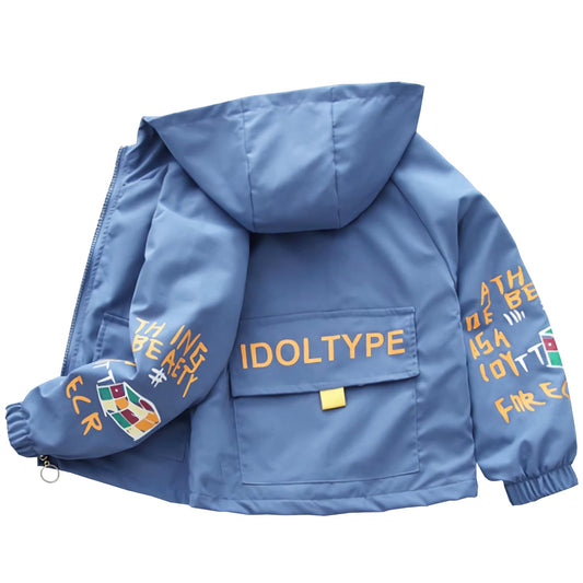 L SERVER Transition Jacket Boys Windbreaker with Hood Fashion Trench Coat Children Lightweight Windbreaker Outdoor Jacket for Spring and Autumn 