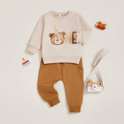 1. Jahr Geburtstag Outfit Baby Junge Kleidung Set Langarm Sweatshirt und Hose Kleidung Sets für Jungen