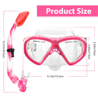 Schnorchelset Kinder - Taucherbrille Kinder mit Schnorchel Anti Leck Anti Fog HD Tauchmasken Dry Schnorchel für 4-13 Jahren Jungen Mädchen