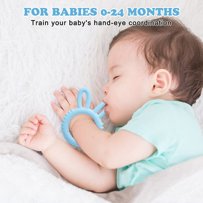 Beißring für Babys, BPA - frei Baby Beißring Spielzeug, Baby Nom Zahnungshilfe für Babys ab 3 Monate - Beissring für Babys in Blau