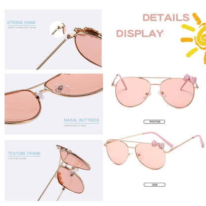 Hifot Sonnenbrille Kinder für Mädchen, Kinder Pilotenbrille mit Edelstahl Metall Gestel Kleinkind Sonnenbrille Kinder Sonnenbrillen 3-12jahre