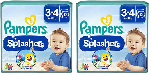 Pampers Baby Nappies Size 4-5, Splashers, Pack of 11, Disposable Swim Nappies for Safe Protection in the Water