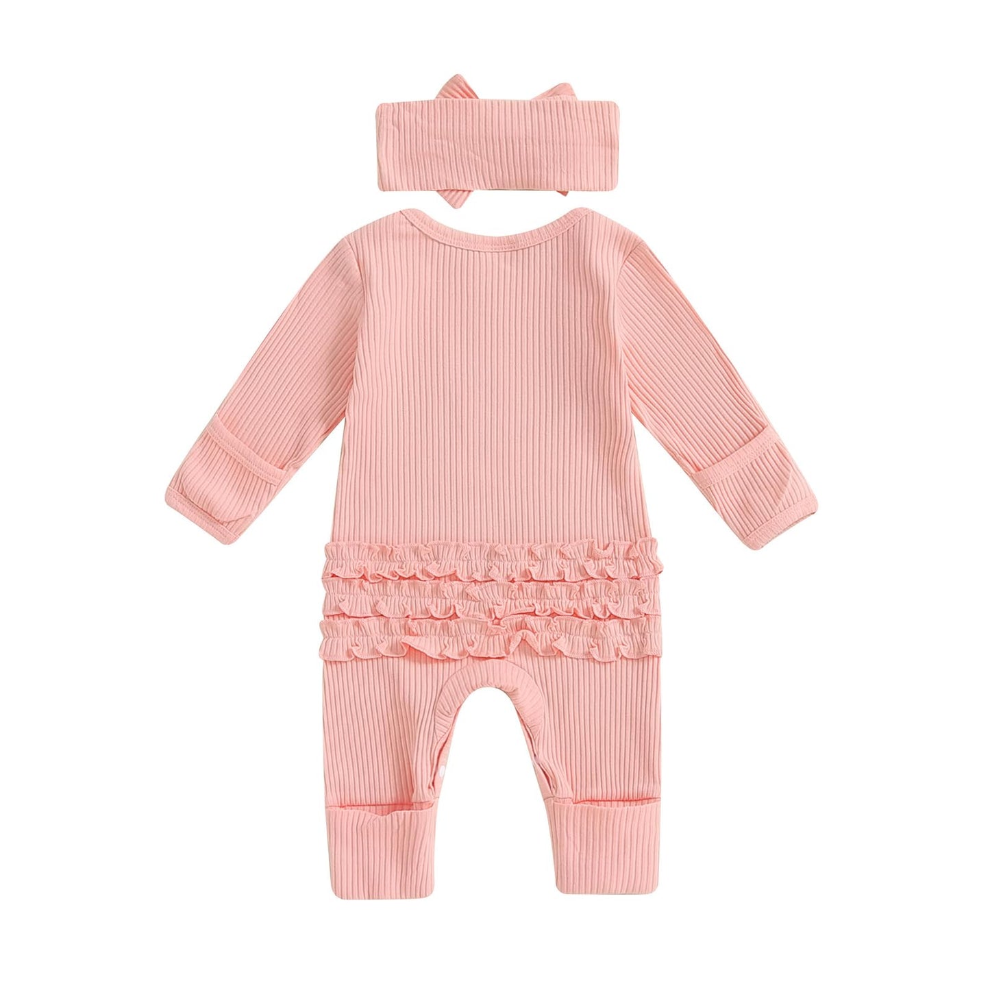 Geagodelia Baby Girl Romper + Headband Newborn Clothing Outfit Jumpsuit Baby Clothes Soft Baby Romper 