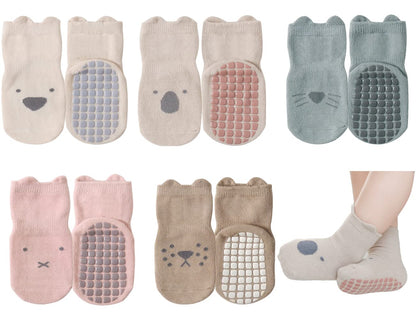 Rutschfeste Socken für Baby Mädchen Jungen 5 Paar Kinder Anti Rutsch Socken Sportsocken Stoppersocken