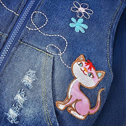 Peacolate 2-11 Jahre kleine Mädchen Stickerei Pailletten Schmetterling Mäntel Jeansjacke