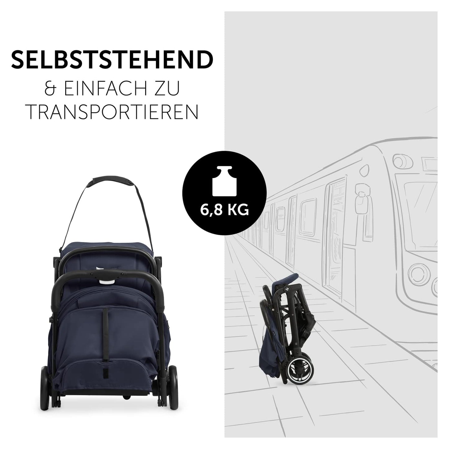 hauck Travel N Care, Dark Olive - Reise Buggy für Kinder ab Geburt bis 22 kg - mit Liegefunktion - Leicht 6,9 kg & Kompakt - Klein Zusammenklappbar - UPF 50+ - EVA Räder - Korb bis 3 kg