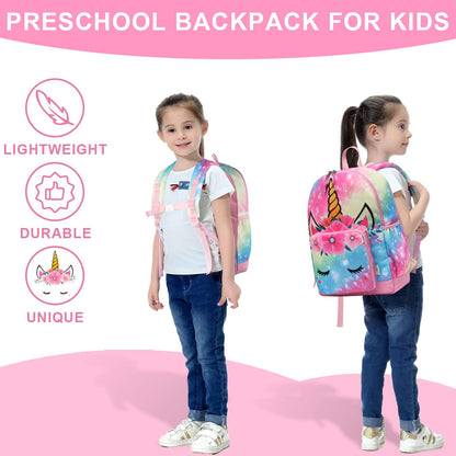 Rucksack für Mädchen, 4-6 Jahre, Schulrucksack mit Seitentaschen und Brustgurt, 127-Einhorn, one size, Niedlich