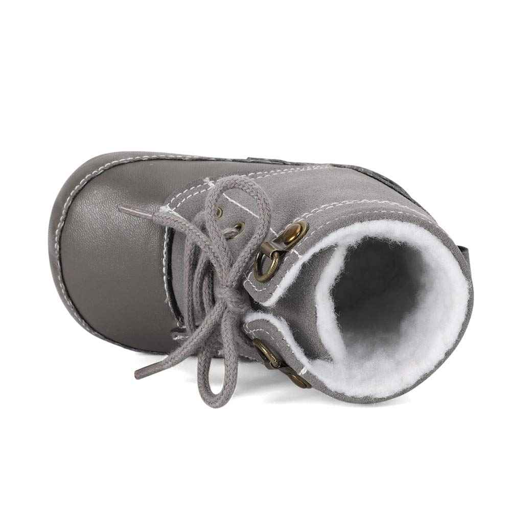 LACOFIA Baby Boys Cowboy Winter Boots Toddler Non-Slip Laces Snow Boots