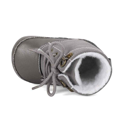 LACOFIA Baby Boys Cowboy Winter Boots Toddler Non-Slip Laces Snow Boots