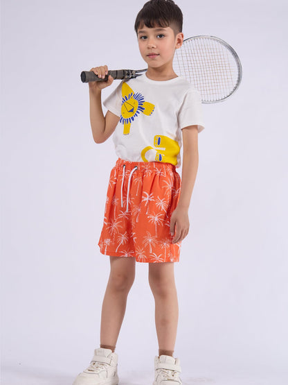 CALBOUNT Boys' Swimming Shorts Printed Quick Dry Swim Shorts with Inner Shorts 