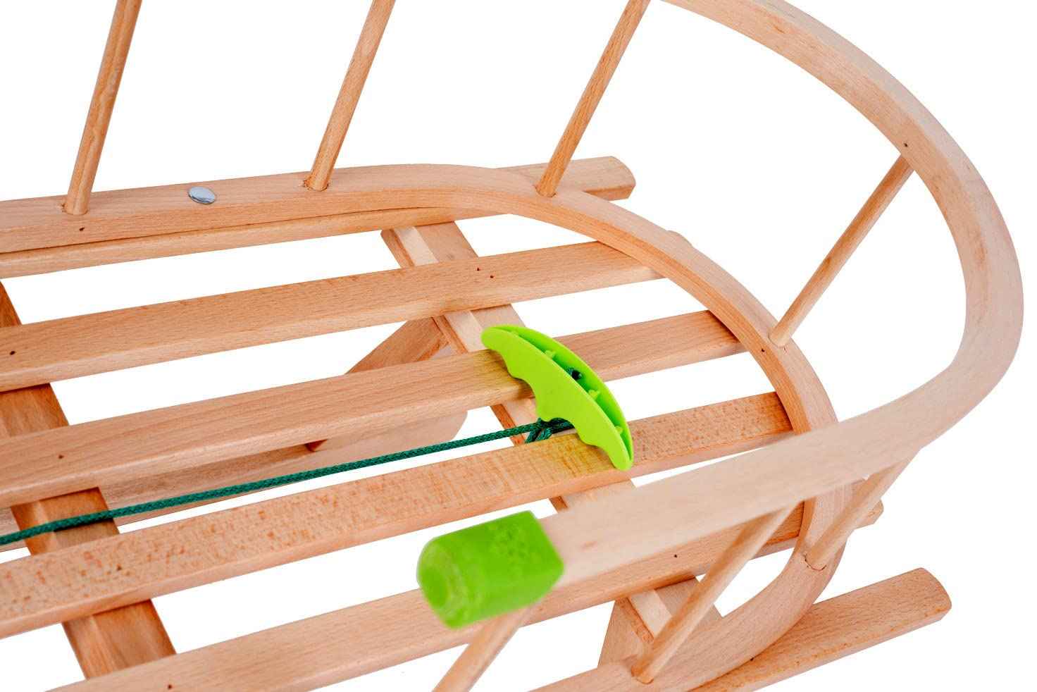 GaGadumi Holzschlitten 90 cm mit Rückenlehne und Zugseil langlebiger Rodel Schneeschlitten Davoser Schlitten für Kinder und Erwachsene Holzrodel FSC Holz