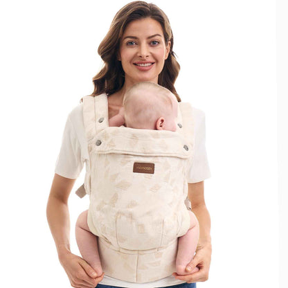 Momcozy Babytrage aus 100% Baumwolle – Baby Carrier für Kleinkind (3-24 Monate, 3,2-20 kg) · Ergonomische M-Position · X-Rücken · Taillengurt 64-127cm, Khaki