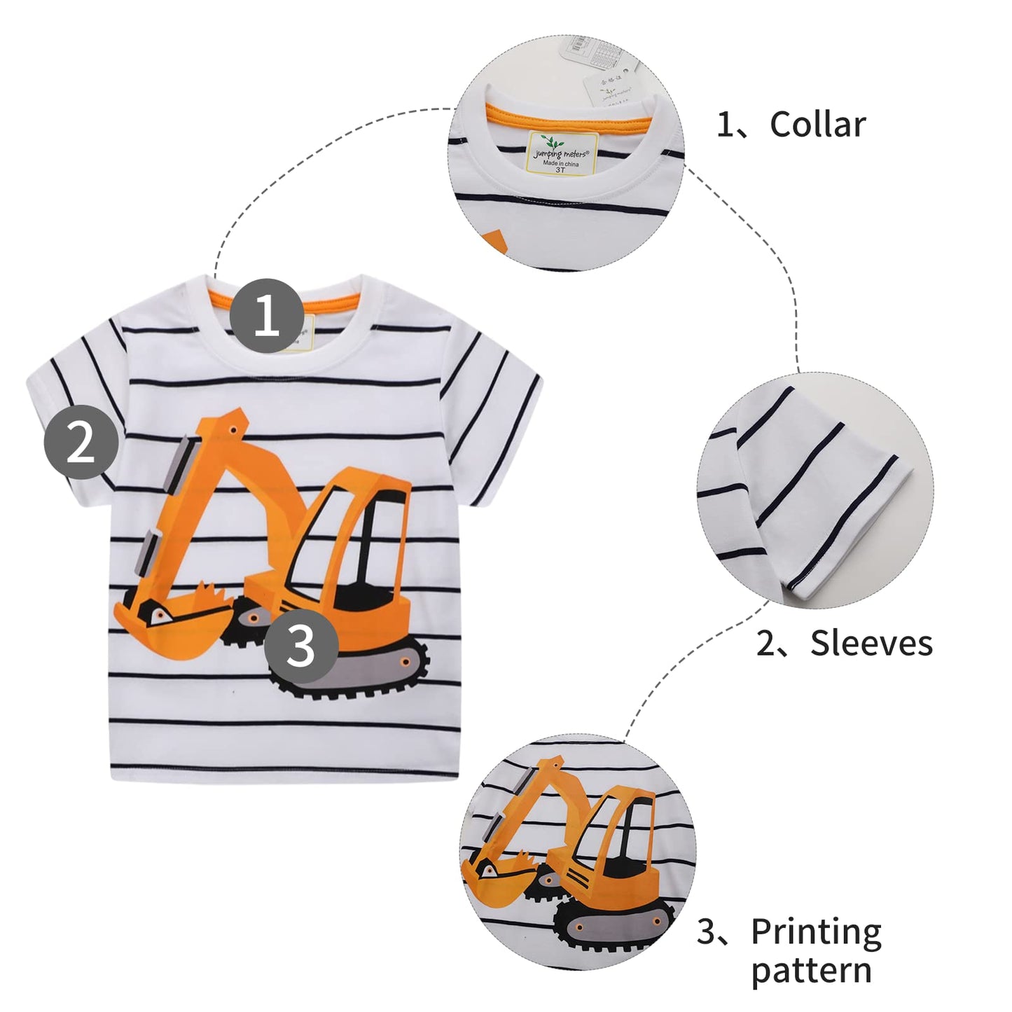 Unisex Baby T-Shirt Baumwolle Süß Karikatur Tier Muster Tops für 1-7 Jahre Alt