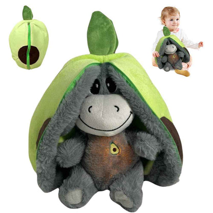 Atmendes Kuscheltier Esel, 32cm Herzschlag Plüsch Esel mit Atmung, Musik und Lichtern, Weiches Erdbeer Avocado Plüschtier Puppe, Kuscheltier Atmet Esels zum Linderung Angstzuständen (Rosa)