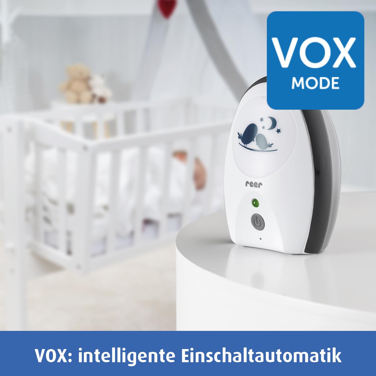 reer Rigi Babyphone mit Gegensprechfunktion, 300 m Reichweite, FHSS, Nachtlicht, VOX & ECO-Modus