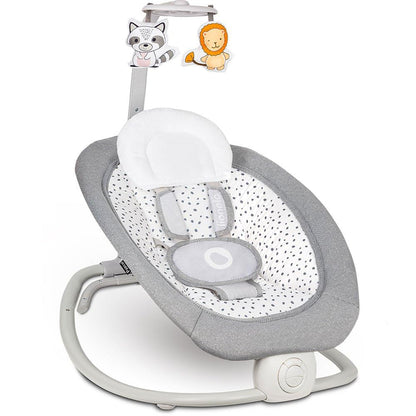 LIONELO Pascal Baby Rocker, gentle vibrations, 5 melodies, toy carousel with interactive plush toys, head pillow, adjustable backrest, energy-saving system (GREY DOVE) 