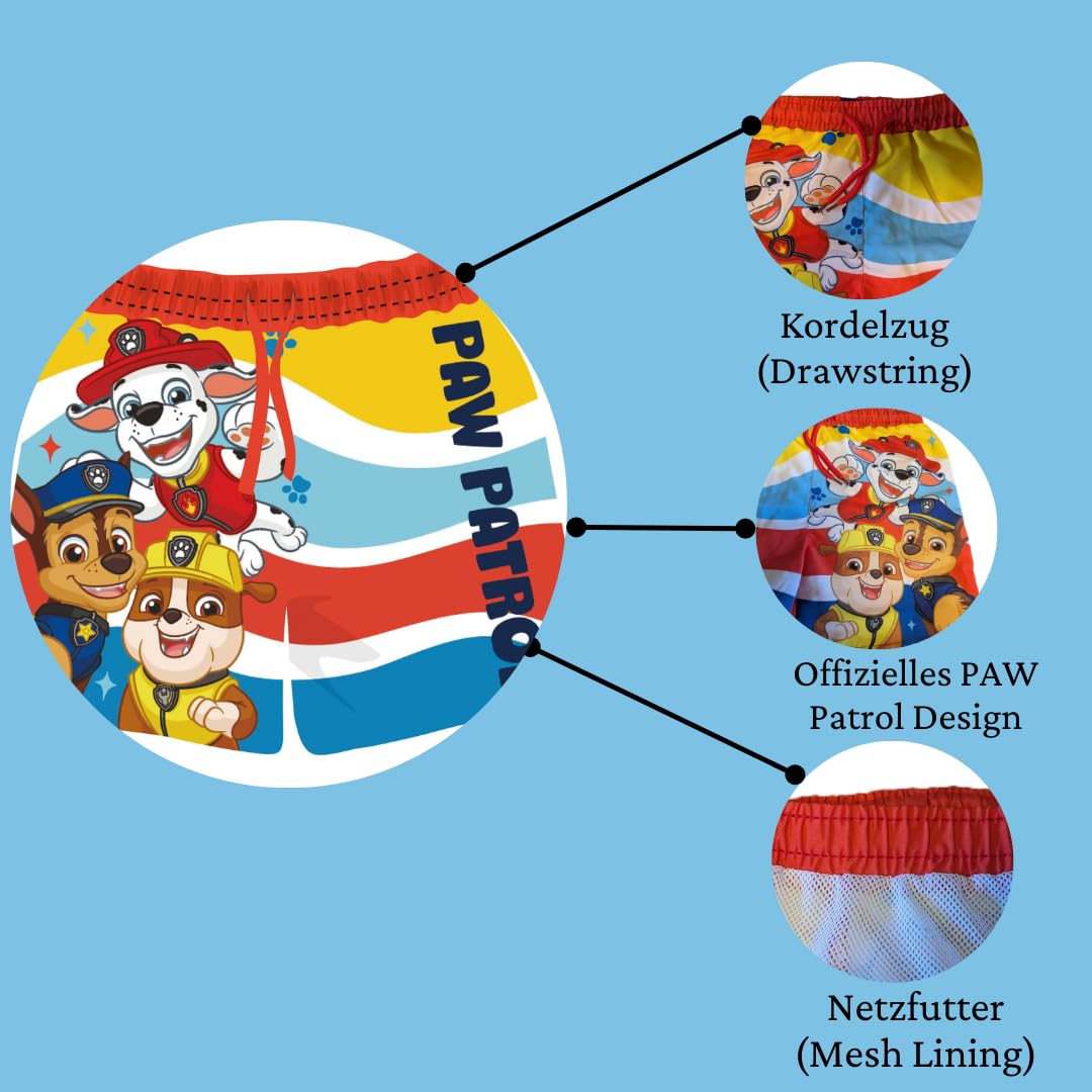Paw Patrol/Batman Jungen Badehose Badeshorts Schwimmhose mit Elastischer Bund und EIN Netzfutter, Fast trocken Badeboxer Kinder