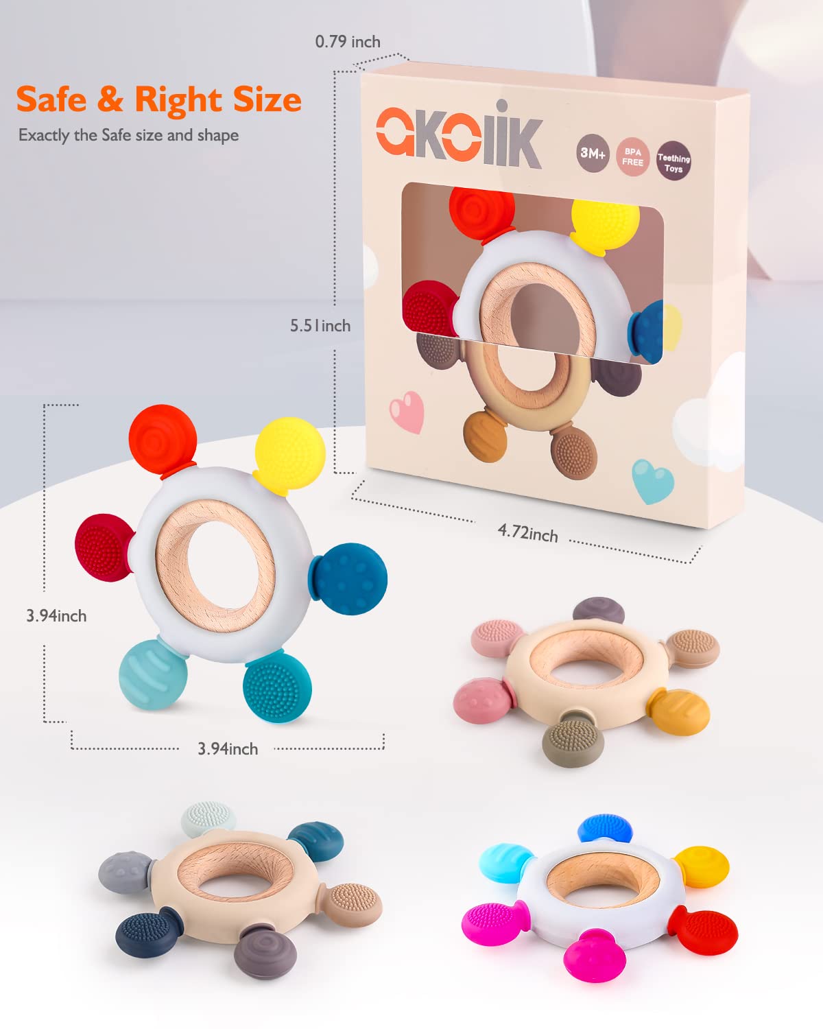 Beißring für Babys, Baby Zahnen Spielzeug aus Silikon, Ruder Greifling Beißspielzeug, BPA-frei Zahnen Nursing Zubehör für 3-6 6-12 Monate Kleinkinder, mädchen Junge Geschenk(Ruder B)