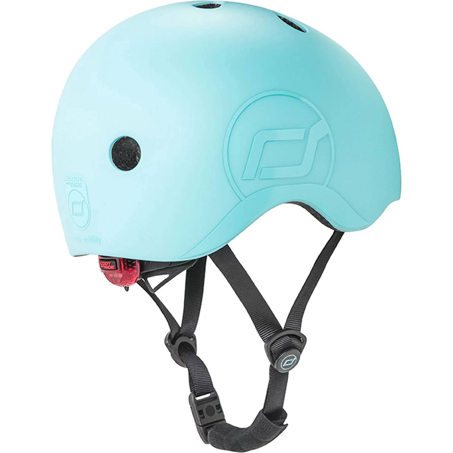 Scoot and Ride Babyhelm mit verstellbaren Trägern, Mattes Finish, Größen XXS, inklusive LED-Sicherheitslicht und weicher Fleece-Polsterung für zusätzlichen Schutz