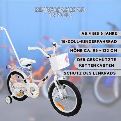 MIRAVO Kinderfahrrad Fahrrad Kinder Ab 2 Bis 8 Jahre Mit Stützrädern Schubstange V-Brake Bremsen Rückstrahl Aufkleber 12 16 20 Zoll Radgröße Korb Für Mädchen Misty - Meloni2
