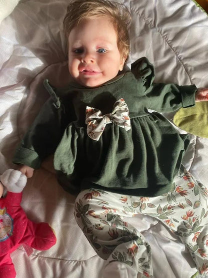 Baby Mädchen Kleidung Langarm Rüschen Tops und Blumen gedruckt Hosen Kleinkind Baby Mädchen Outfits Sets