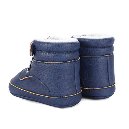 LACOFIA Baby Boys Cowboy Winter Boots Toddler Non-Slip Laces Snow Boots