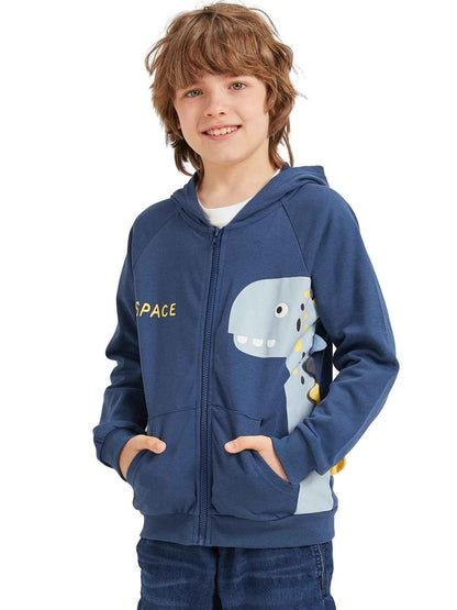Alleen Boys' Sweat Jacket Hoodie Long Sleeve Cotton Children's Pullover Dino Hoodie Jacket with Hood and Zip