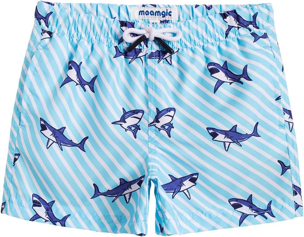 MaaMgic Boys’ Small Swimming Shorts, Quick-Drying Board Shorts with Mesh Lining, Pockets and Adjustable Drawstring
