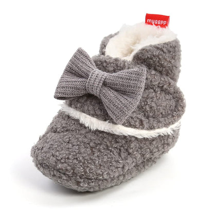 Sehfupoye Toddler Baby Boys Girls Cotton Booties Shoes Striped Soft Sole Newborn First Hiking Shoes Warm Fleece Boots 0-18M