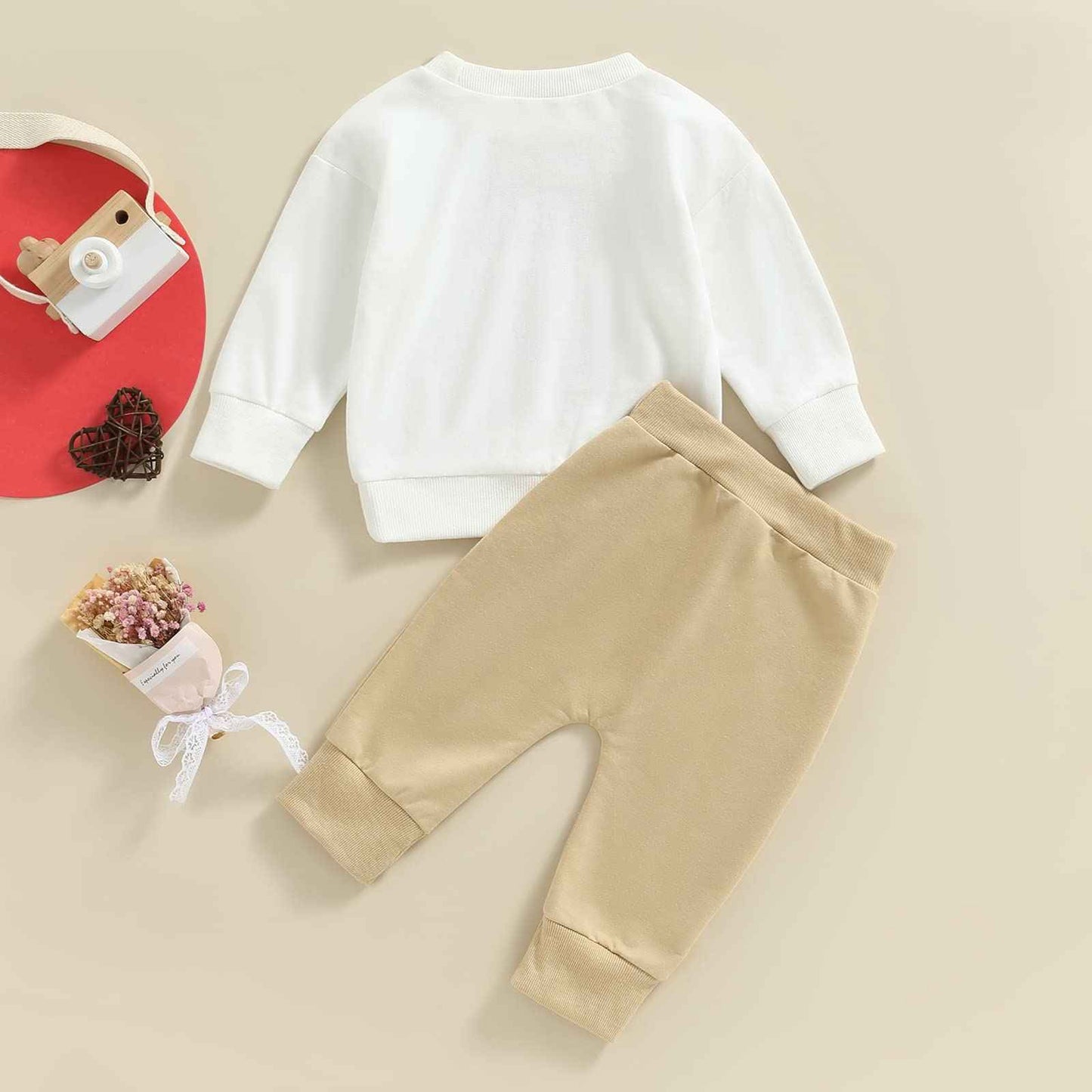 Baby Unisex Christmas 2-Piece Trousers Set Boys Girls Christmas Outfit Long Sleeve Gingerbread Daddy's Girl Letter Print Sweatshirt + Jogging Bottoms Christmas Outfit Set Christmas Streetwear