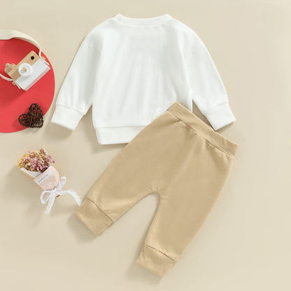 Baby Unisex Weihnachten 2-teilige Hosen Set Jungen Mädchen Weihnachten Outfit Langarm Lebkuchen Papas Mädchen Briefdruck Sweatshirt + Jogginghose Weihnachten Outfit Set Weihnachten Streetwear