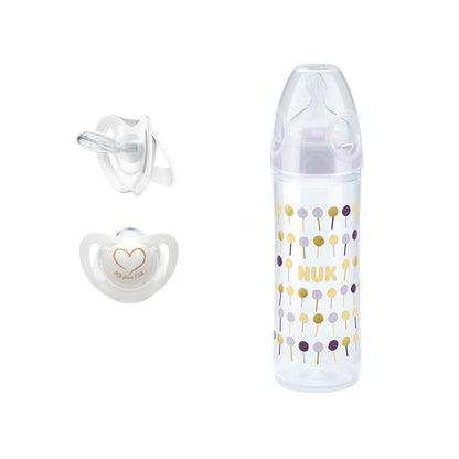 NUK Mini Set Classic Feeding Bottle 250ml & Genius Silicon Soother 0-6m