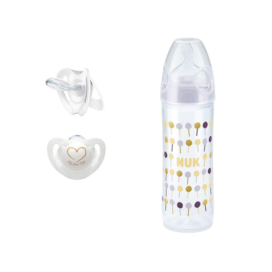 NUK Mini Set Classic Feeding Bottle 250ml & Genius Silicon Soother 0-6m