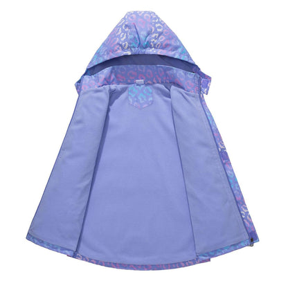 linboo softshell jacket girls' transitional jacket with hood, fleece-lined windbreaker, breathable rain jacket, waterproof outdoor jacket for children 