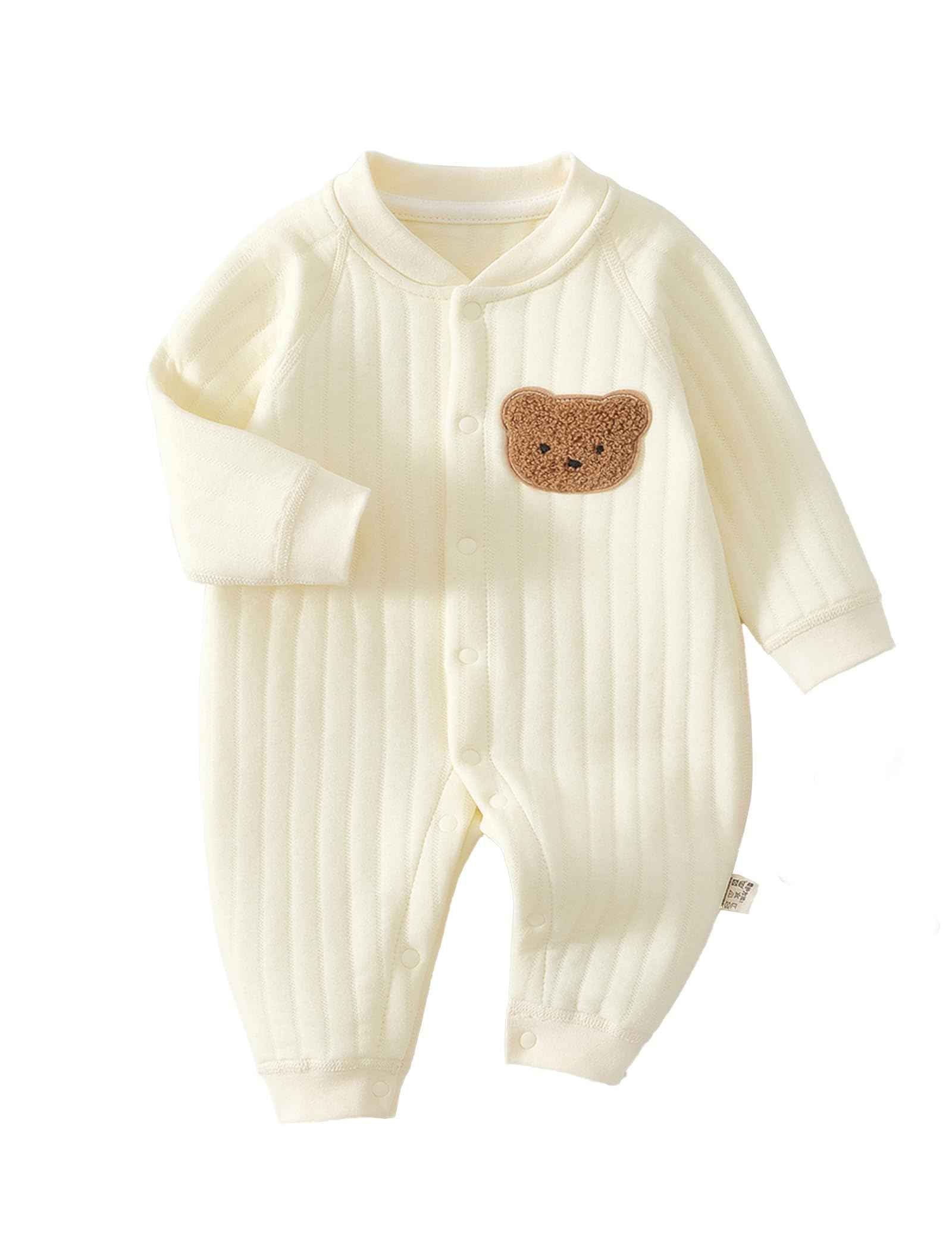 Newborn Unisex Romper, Long Sleeve Jumpsuit, 100% Cotton, Soft & Comfortable, for Outerwear & Sleepwear, Suitable for All Seasons