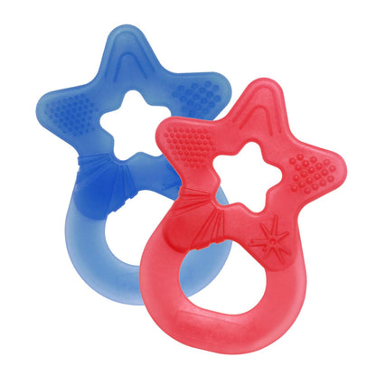 Dentistar Beißring 2er-Set – Teether für Babys & Kleinkinder ab 3 Monate – Baby Beißring mit Griff aus weichem Material zur Zahnungshilfe & Massage – Made in Germany – Pink & Lila