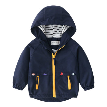 Volunboy Baby Hooded Jackets, Boys Long Sleeve Windproof Coat Cartoon Print Jackets