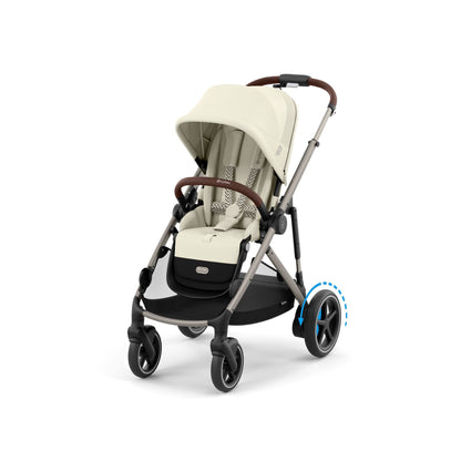 CYBEX Gold Kinderwagen e-GAZELLE S, Ab Geburt bis ca. 4 Jahre, Max. 22 kg (Single-Modus) / 2x 22 kg (Duo-Modus), All-in-1-System mit E-Antrieb und 20+ Konfigurationen, Stone Grey