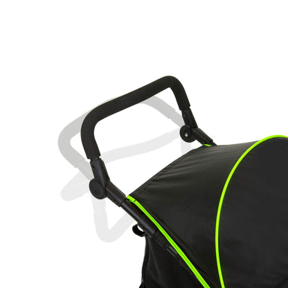 Hauck Runner, Schwarz/Neongelb - Robuster All-Terrain-Pugchair mit Regenschutz, XL Pneumatische Lufträder, verstellbare Rückenlehne von Geburt bis zu 22 kg, höhenverstellbarer Griff, XL Mesh-Fenster