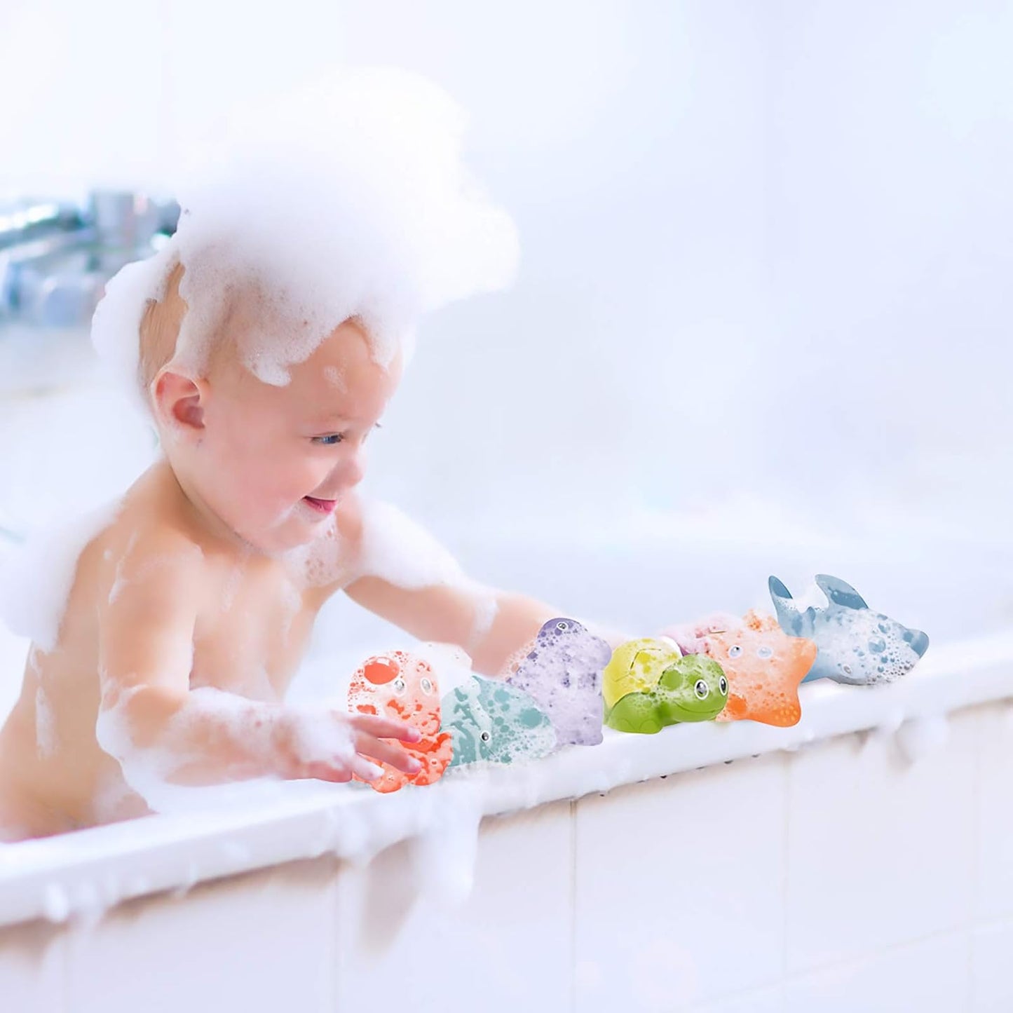 GOLDGE 10 Pieces Bath Toy for Baby from 1 Years, Bath Toy, Water Toy, Baby Cute Water Squirting Animals for Baby Bathtub Gift