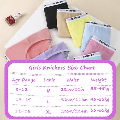 Sunvivid Teenager Mädchen Unterhosen Unterwäsche Atmungsaktive Bequeme Slips Taillenslips Schnelltrocknend Panties Höschen Größe Kinder 8-18 Jahren - 8er Pack