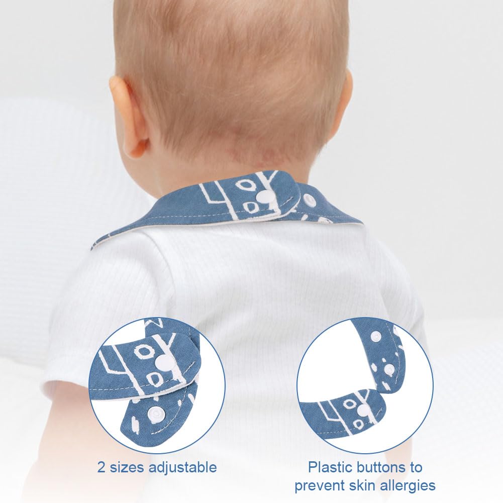 Vicloon Baby Bibs, 8 Pack Soft Absorbent and Waterproof Bibs Dribble Bibs Burp Cloths Baby with Snap Fastener for Baby Boys and Girls Toddlers 